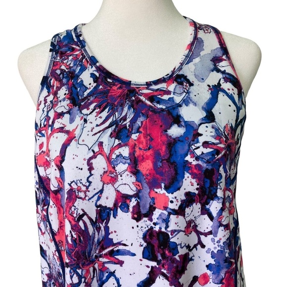 Title Nine Splatter Floral Print Cut Out Back Athletic Dress Shelf Bra (Size M) - Picture 2 of 10